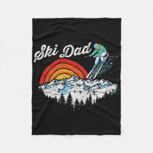 Retro Ski Dad Vintage Skiing Graphic  Fleece Blanket