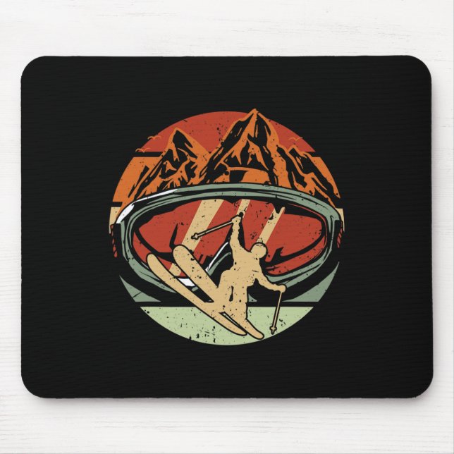 Retro Ski Driver Funny Ski Skiing  Mouse Pad (Front)