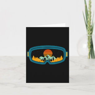 Retro Ski Goggles Skiing Skis Snowboard Winter Sea Card