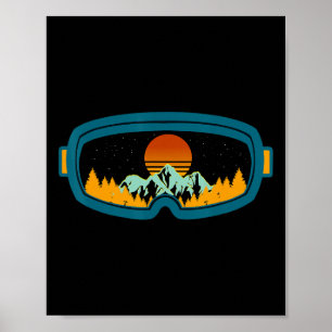 Retro Ski Goggles Skiing Skis Snowboard Winter Sea Poster