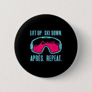Retro Ski Goggles Vintage 80s 90s Skiing Outfit  2 Inch Round Button