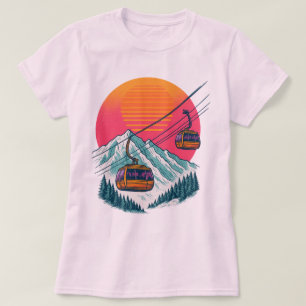 Retro Ski Gondola Sunset - 80s Style Ski Lift T-Shirt