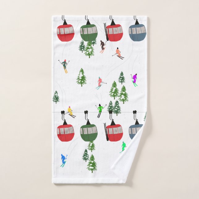 Retro Ski Illustration Hand Towel (Hand Towel)