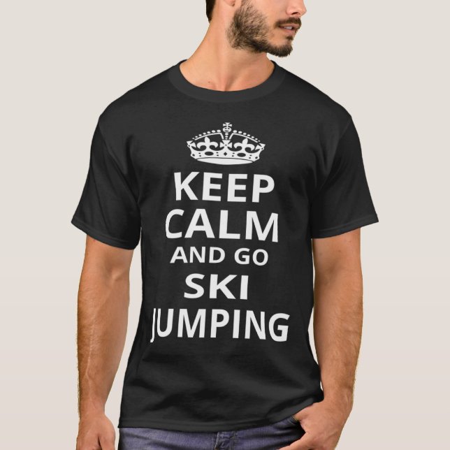 Retro Ski Jumping 'Keep Calm and Go Ski Jumping' T-Shirt (Front)