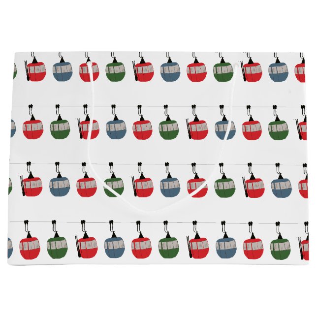 Retro Ski Lift Illustration Large Gift Bag (Front)