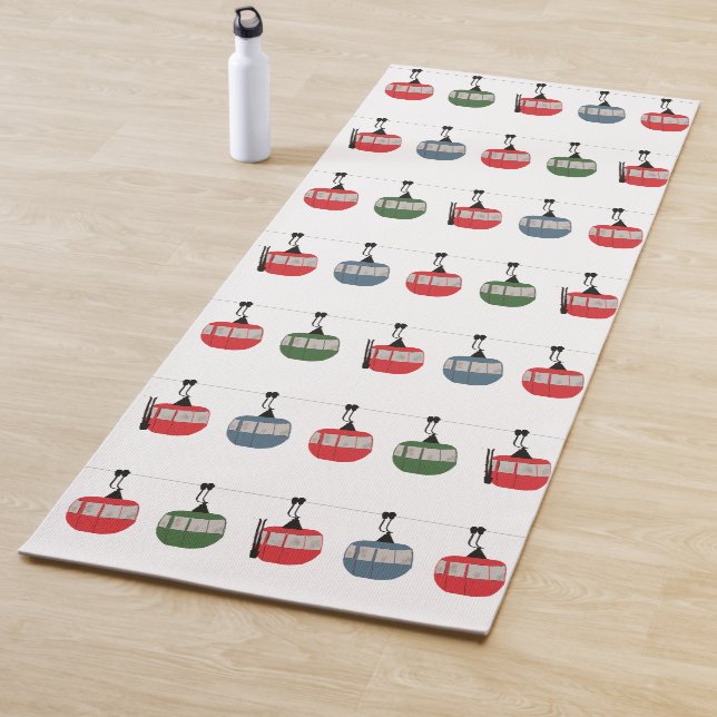 Retro Ski Lift Illustration Yoga Mat (In Situ)