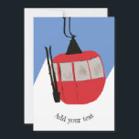 Retro Ski Lift Skiing Snow Mountain Illustration Holiday Card<br><div class="desc">Modern ski themed gift for him and her. Retro ski lift gondola illustration pattern for skier. Skiing themed home decor and gifts.</div>