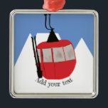 Retro Ski Lift Skiing Snow Mountain Illustration Metal Ornament<br><div class="desc">Modern ski themed gift for him and her. Retro ski lift gondola illustration pattern for skier. Skiing themed home decor and gifts.</div>