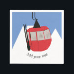 Retro Ski Lift Skiing Snow Mountain Illustration Napkin<br><div class="desc">Modern ski themed gift for him and her. Retro ski lift gondola illustration pattern for skier. Skiing themed home decor and gifts.</div>