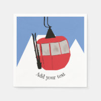 Retro Ski Lift Skiing Snow Mountain Illustration