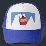 Retro Ski Lift Skiing Snow Mountain Illustration Trucker Hat<br><div class="desc">Modern ski themed gift for him and her. Retro ski lift gondola illustration pattern for skier. Skiing themed home decor and gifts.</div>