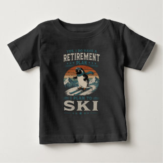Retro Ski Lover Gentoo Penguin Winter Sports Art Baby T-Shirt