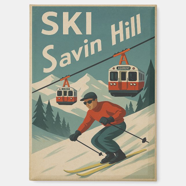 Retro Ski Savin Hill Magnet (Front)
