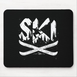 Retro Ski Skiing Skier Snowboarding Winter Sports Mouse Pad