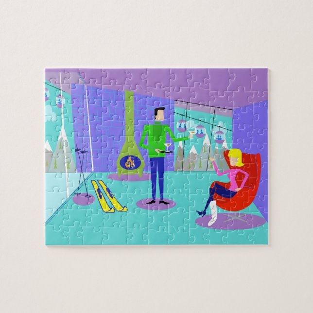 Retro Ski Vacation Jigsaw Puzzle (Horizontal)