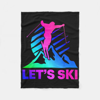 Retro Ski Vintage 80s 90s Skiing Outfit 2  Fleece Blanket