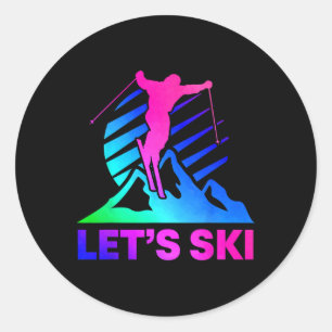 Retro Ski Vintage 80s 90s Skiing Outfit _4 Classic Round Sticker