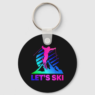 Retro Ski Vintage 80s 90s Skiing Outfit _4 Keychain