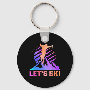 Retro Ski Vintage 80s 90s Skiing Outfit  Keychain