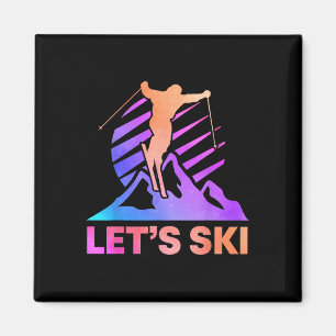 Retro Ski Vintage 80s 90s Skiing Outfit Magnet