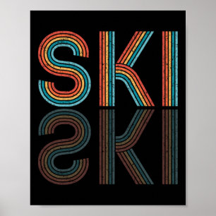 Retro Ski Vintage 80s 90s Winter Sport Skiing Men Poster