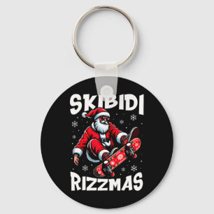 Retro Skibidi Rizzmas Funny Santa Clause Skating B Keychain