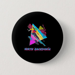 Retro Skiing Adventure In North Macedonia Ski Skii 2 Inch Round Button