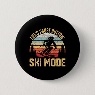 Retro Skiing Adventure Ski Snowboard Enthusiasts  2 Inch Round Button