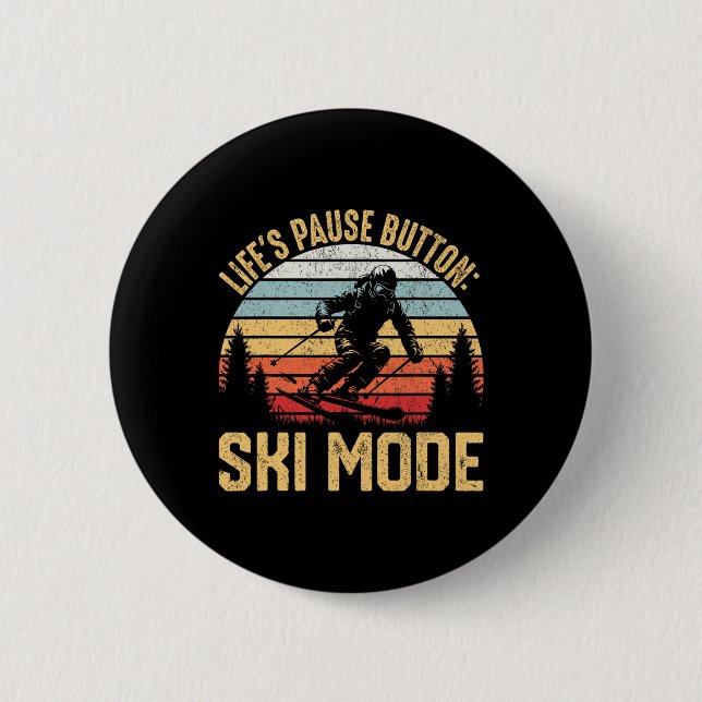 Retro Skiing Adventure Ski Snowboard Enthusiasts  2 Inch Round Button (Front)