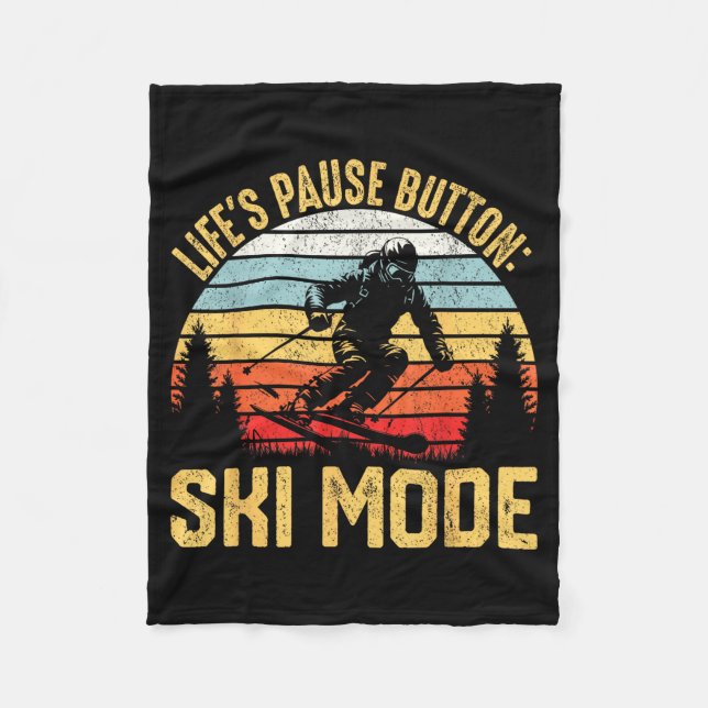 Retro skiing adventure ski snowboard enthusiasts  fleece blanket (Front)