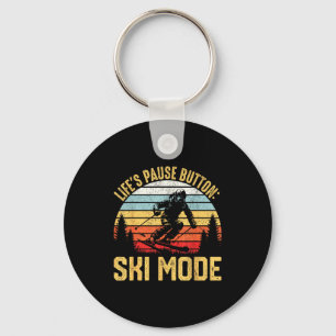 Retro skiing adventure ski snowboard enthusiasts  keychain