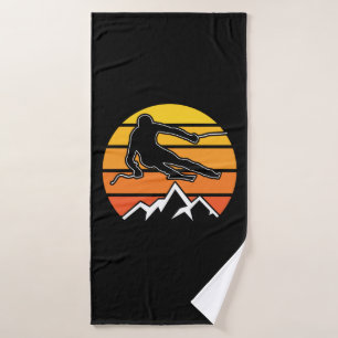 Retro Skiing Bath Towel