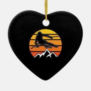 Retro Skiing Ceramic Ornament