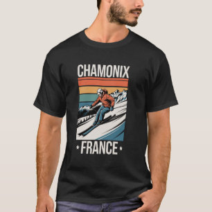 Retro Skiing Chamonix France, French Mountain Ski T-Shirt