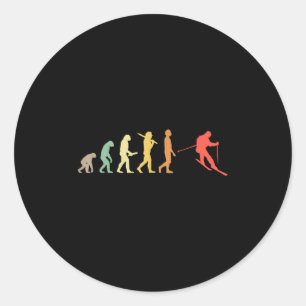 Retro Skiing Evolution Gift For Skiers Classic Round Sticker