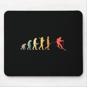 Retro Skiing Evolution Gift For Skiers  Mouse Pad