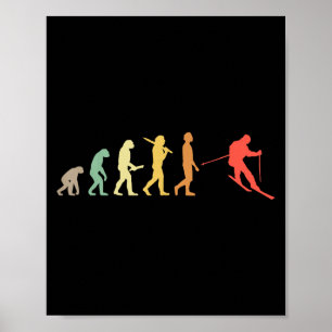 Retro Skiing Evolution Gift For Skiers  Poster