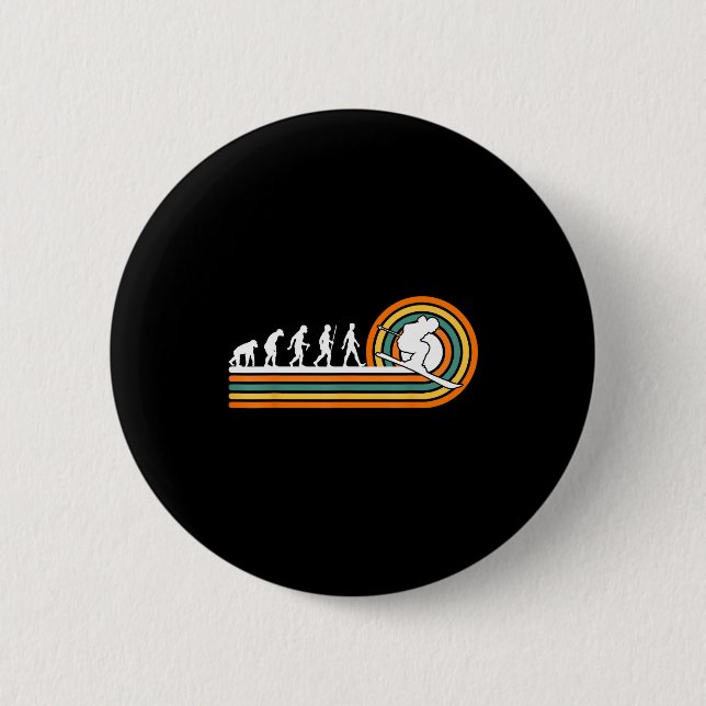Retro skiing evolution - ski sports lovers  2 inch round button (Front)
