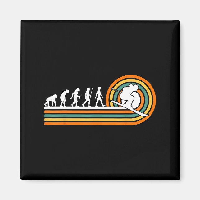 Retro skiing evolution - ski sports lovers  magnet (Front)