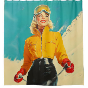 Retro Skiing Glamour Vintage Winter Adventure