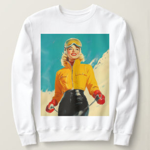 Retro Skiing Glamour Vintage Winter Adventure Sweatshirt