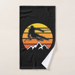 Retro Skiing Hand Towel