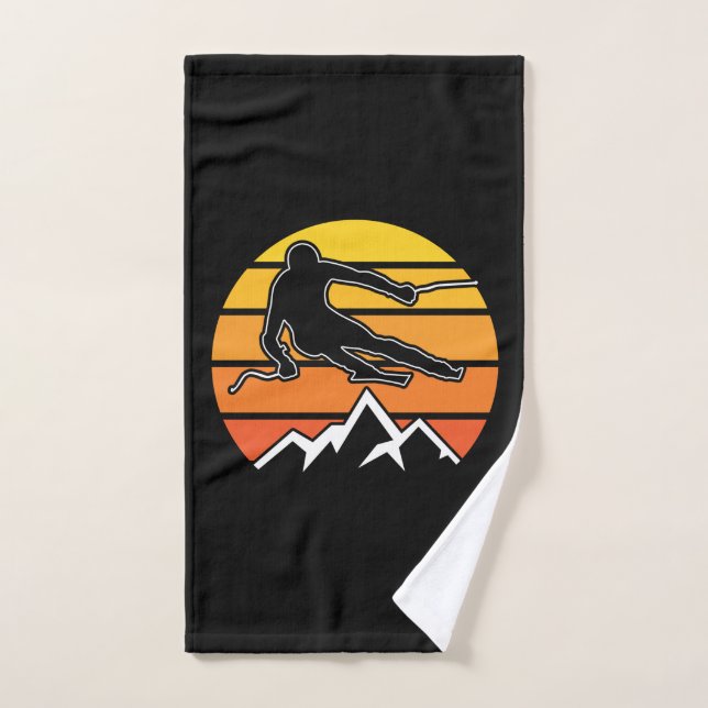 Retro Skiing Hand Towel (Hand Towel)