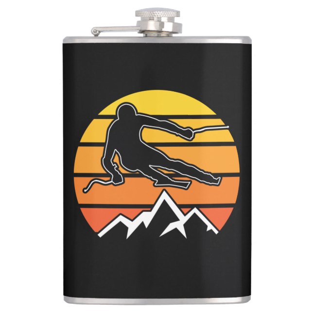 Retro Skiing Hip Flask (Front)