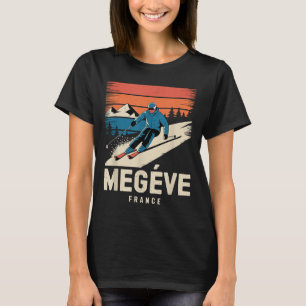 Retro Skiing Megève France, Vintage French Ski Res T-Shirt