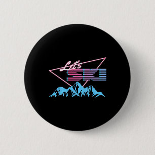 Retro Skiing Mountains 80s Ski Resort Vintage Ski 2 Inch Round Button