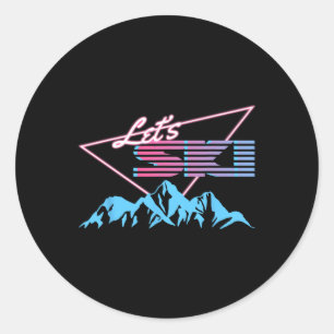 Retro Skiing Mountains 80s Ski Resort Vintage Ski  Classic Round Sticker