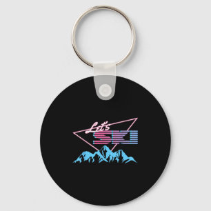 Retro Skiing Mountains 80s Ski Resort Vintage Ski Keychain