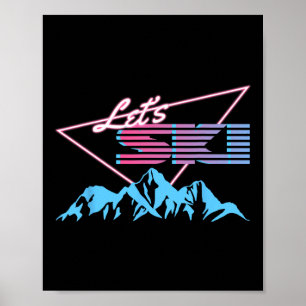 Retro Skiing Mountains 80s Ski Resort Vintage Ski  Poster