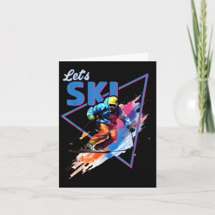 Retro Skiing Powder Vintage Ski Colour Shred Desig Card